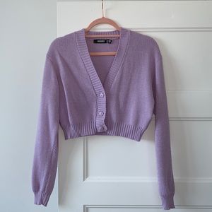 MISSGUIDED lilac cropped cardigan (NEW)